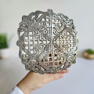 Godinger 1993 Vintage 20th Century Baroque Silver Plated Expandable Trivit